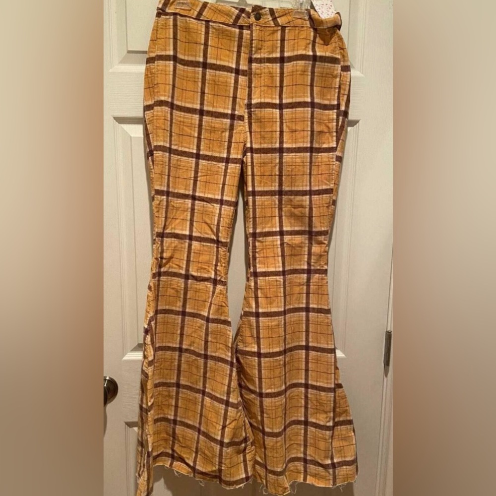NWT! Free People We The Free plaid Bell bottom pants